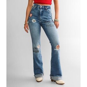 Wrangler x Fender Jeans Women 31 Bootcut High Rise Westward 626 Distressed Blue